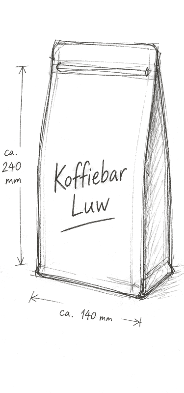 Ruwe potloodschets van een white-label koffiezak